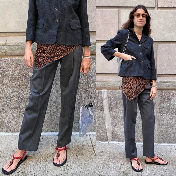 EMI MESS Avit Wool Satin High Waist Pants in Gris Gray - Picture 5 of 10